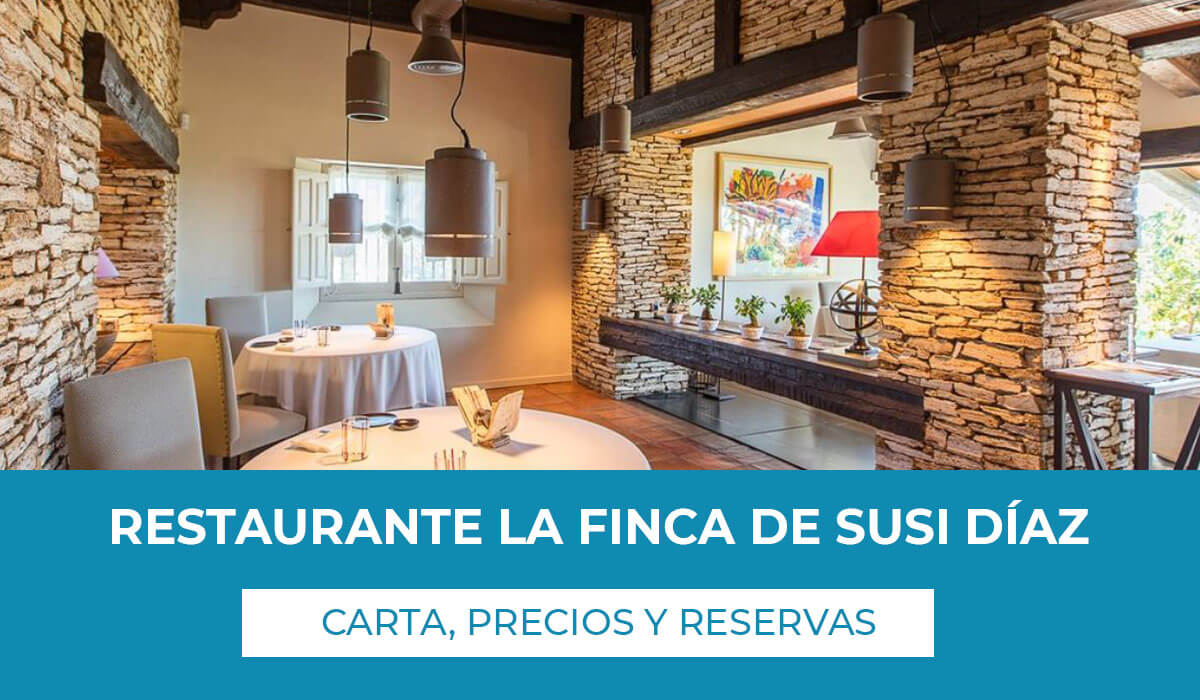 Haz tu reserva en Restaurante La Finca de Susi Díaz Elche, información acerca de su carta, menú degustación y precios de sus platos en esta casa renovada en el campo de Elche